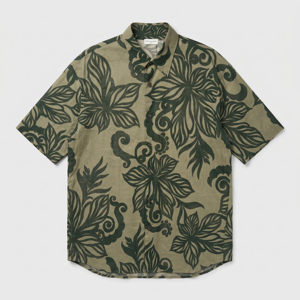 Khaki Floral Short Sleeve Shirt