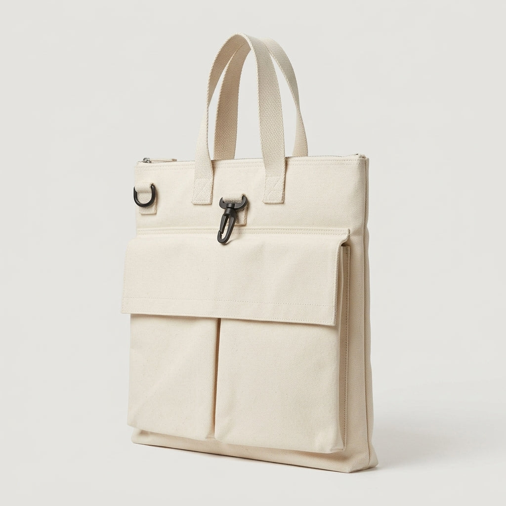 CDG SHIRT Ecru Canvas Utility Tote Bag - view 4