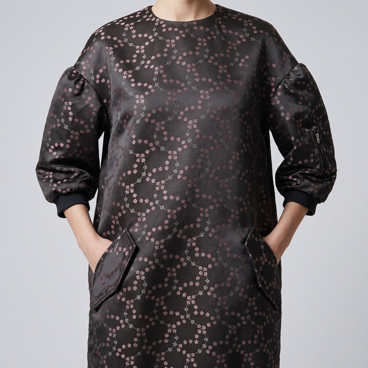 NOIR KEI NINOMIYA Patterned Satin Puff Sleeve Dress - view 2