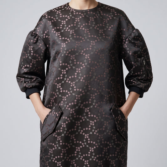 NOIR KEI NINOMIYA Patterned Satin Puff Sleeve Dress - view 2