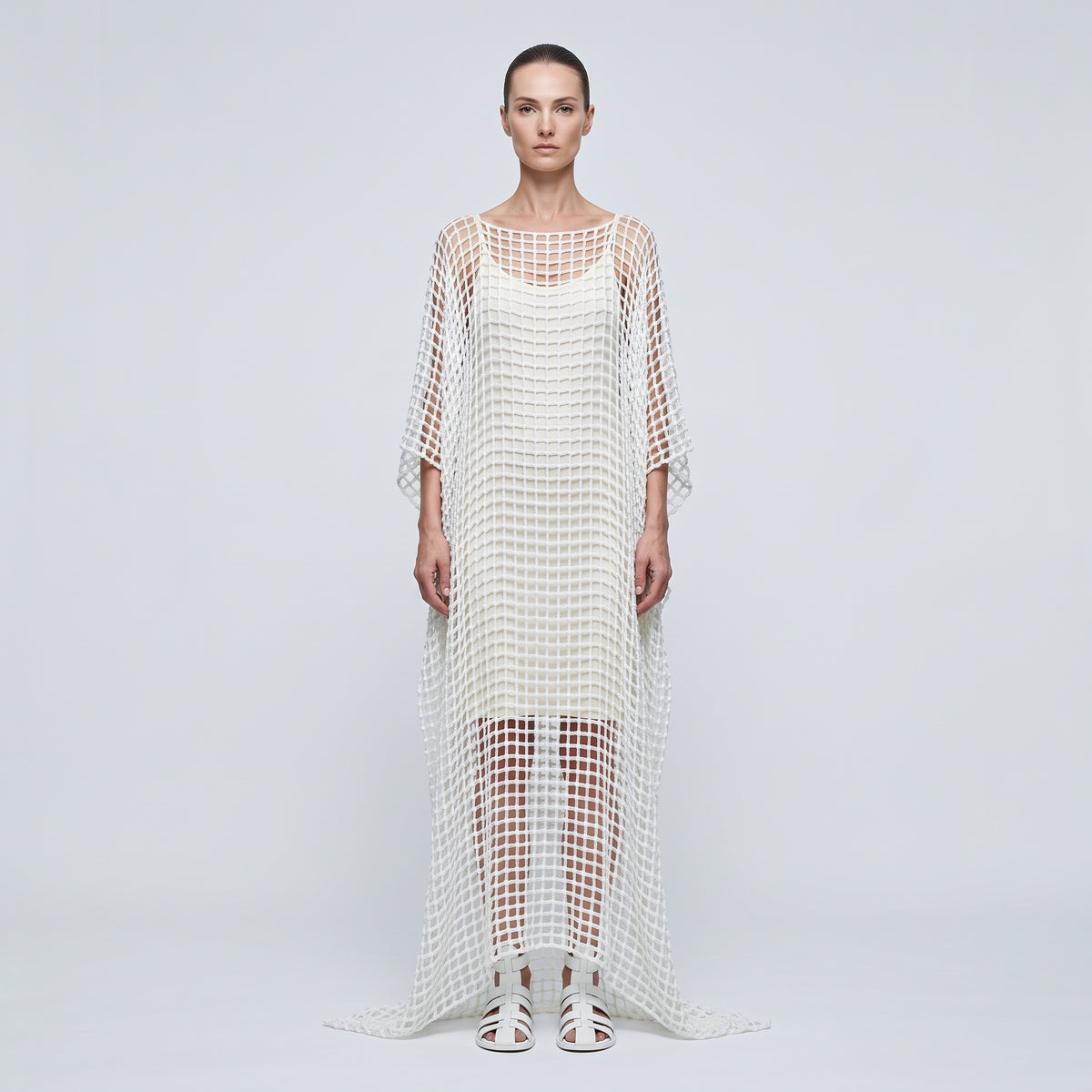 OZLEM SUER White Open Knit Layered Dress - view 3