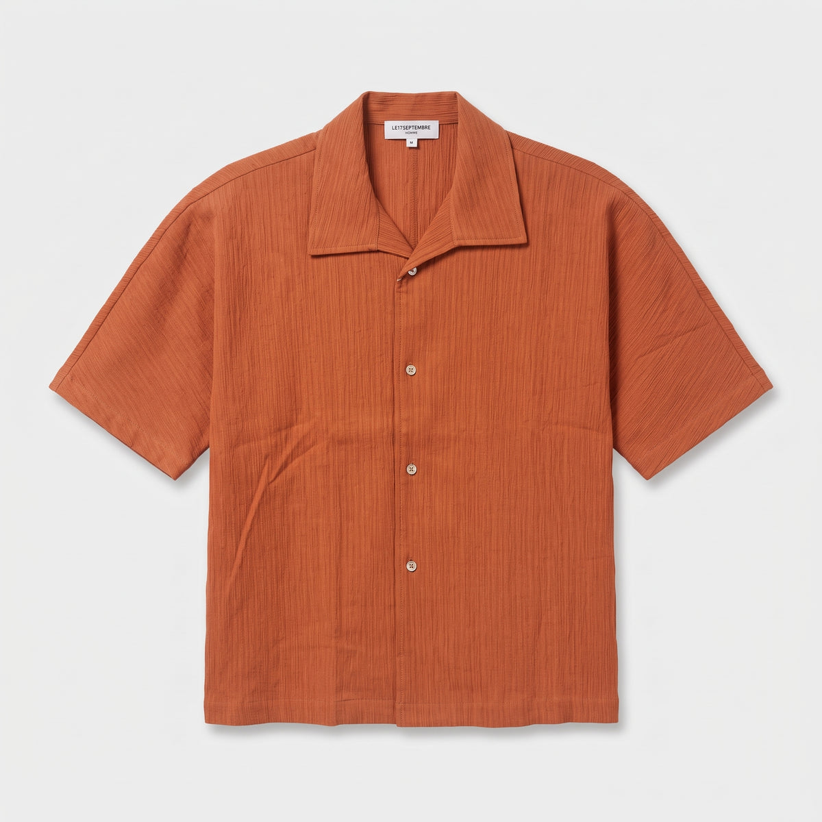 LE17SEPTEMBRE HOMME Terracotta Textured Camp Collar Shirt