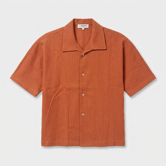 LE17SEPTEMBRE HOMME Terracotta Textured Camp Collar Shirt