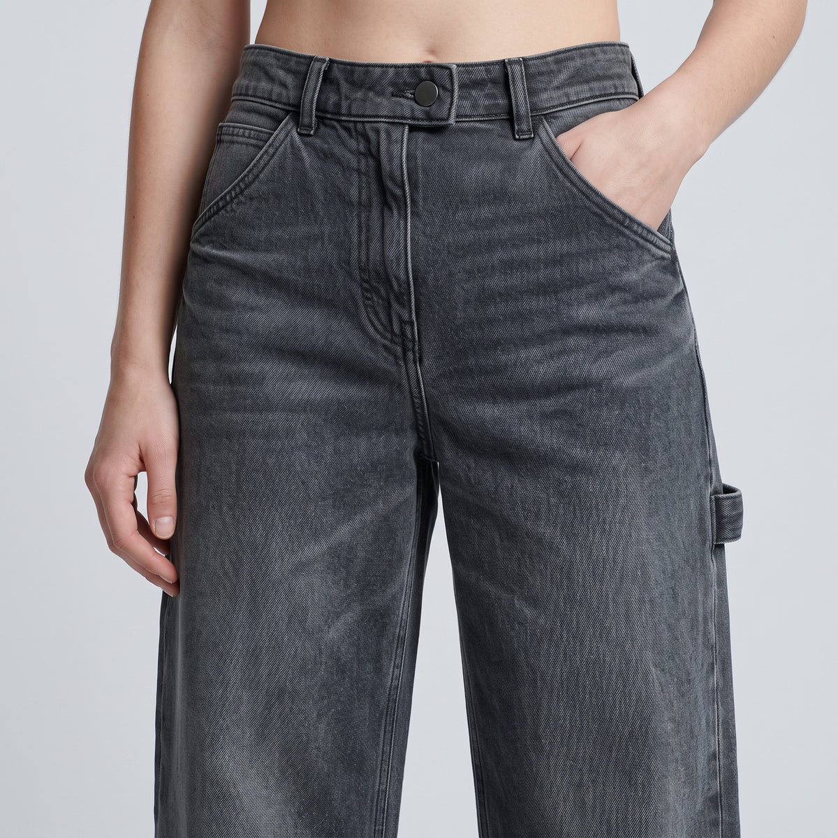 High-Waisted Wide-Leg Grey Jeans