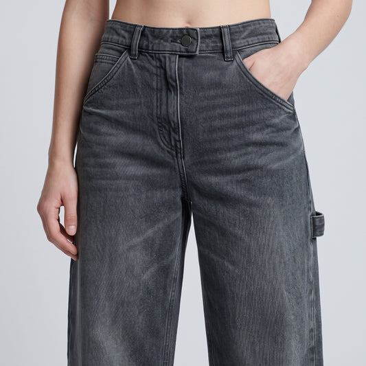 High-Waisted Wide-Leg Grey Jeans