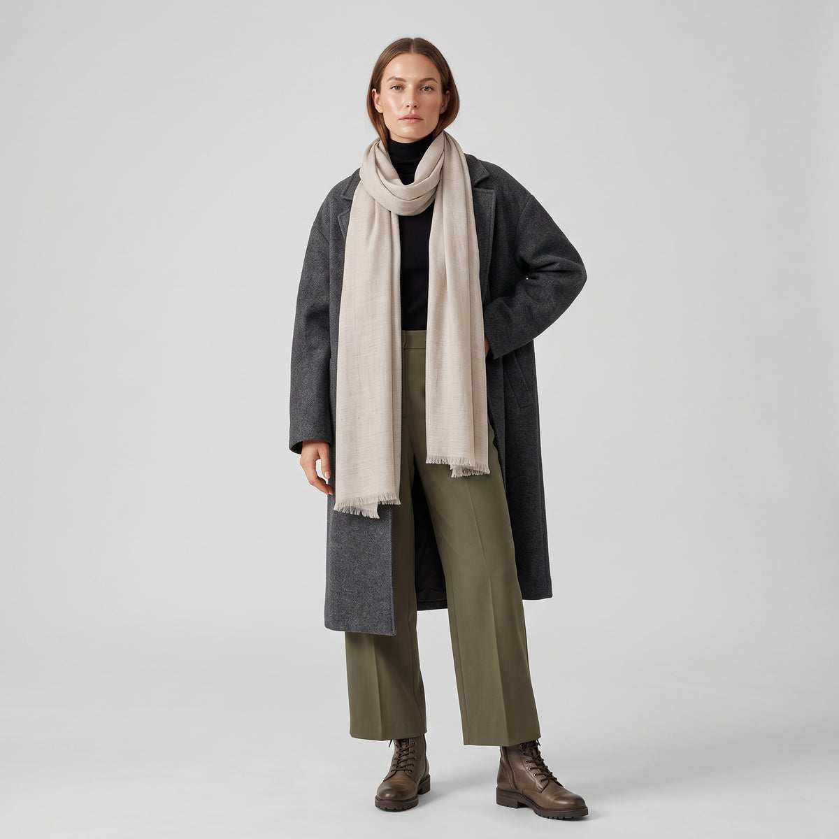 ASHTA Elegant Fringed Linen Scarf - view 2
