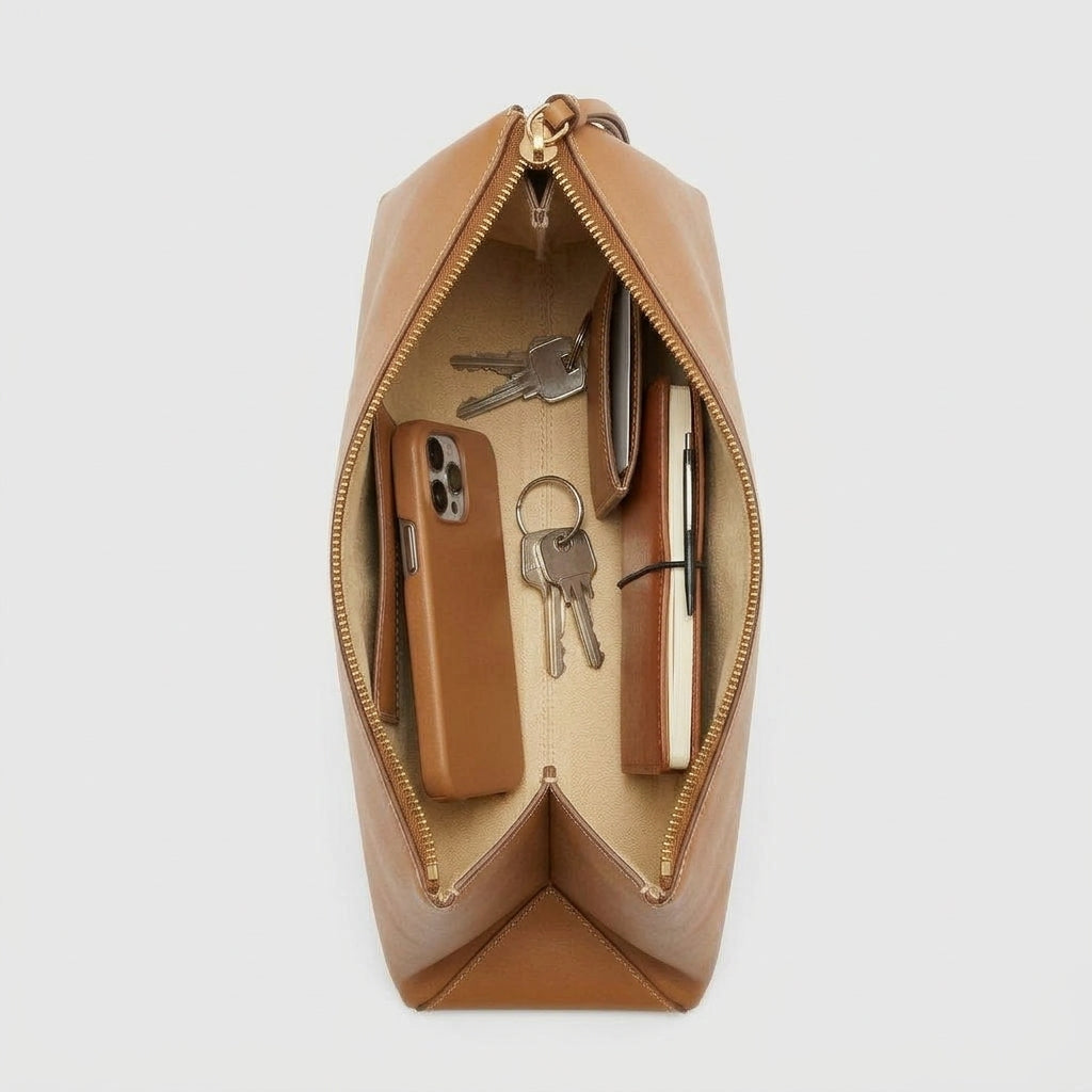 Minimalist Leather Shoulder Clutch Bag