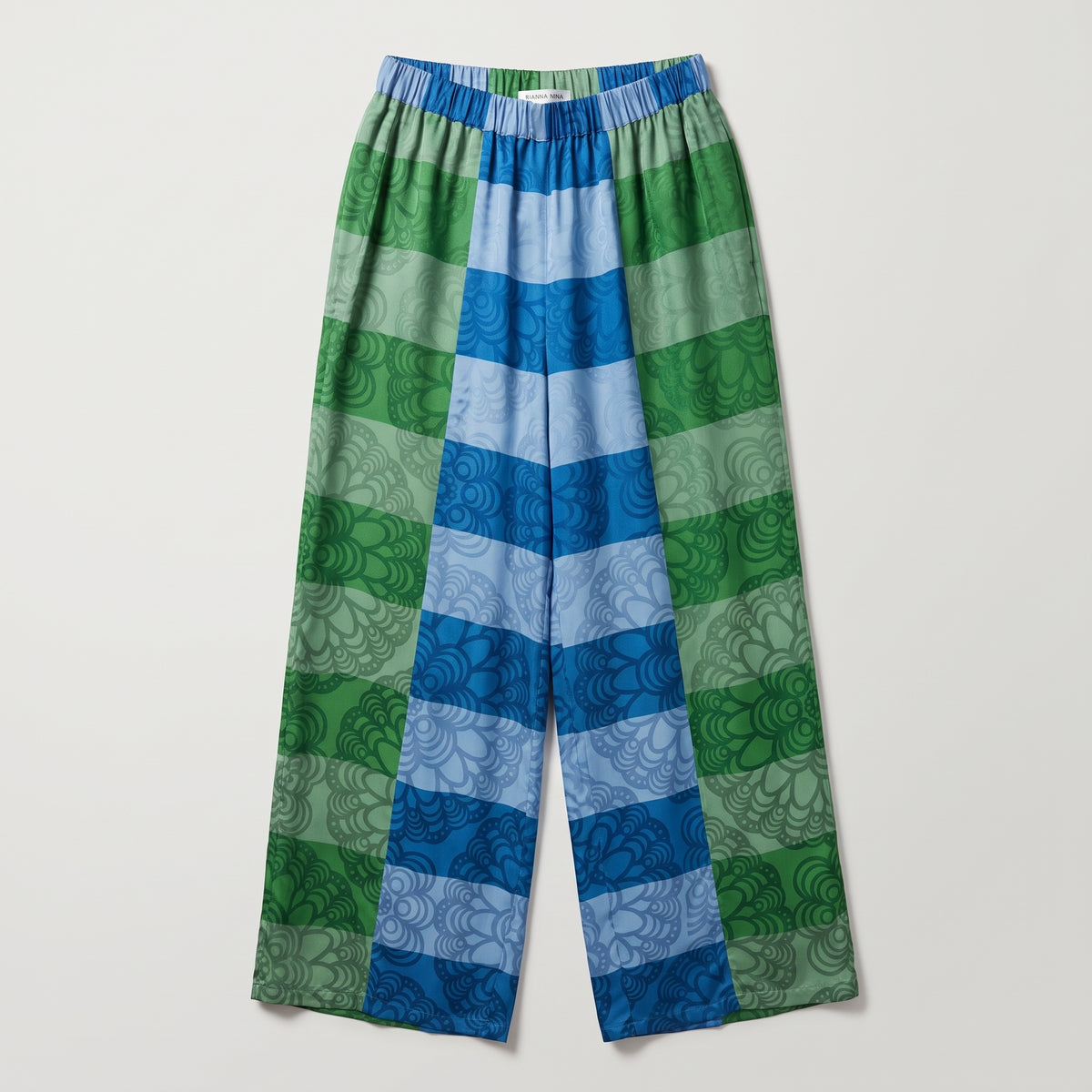 Patterned Wide Leg Silk Trousers