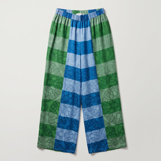 Patterned Wide Leg Silk Trousers