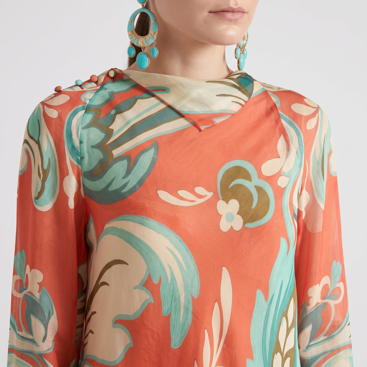ETRO Orange Paisley Asymmetric Dress - view 2