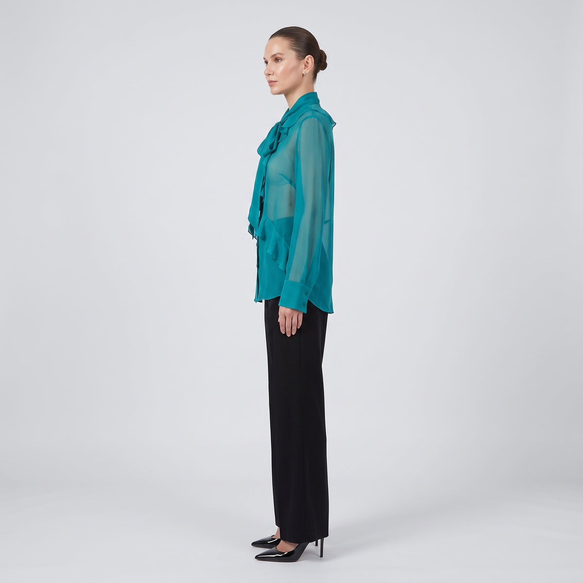 ALBERTA FERRETTI Sheer Ruffled Pussy-Bow Blouse - view 4