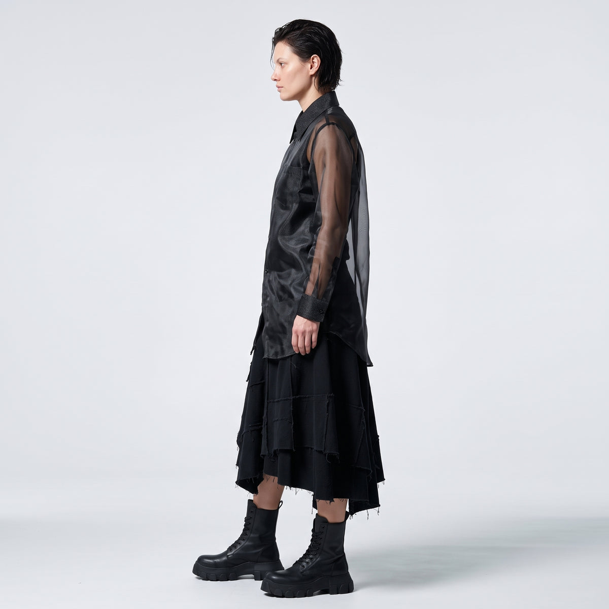 COMME DES GARCONS Sheer Black Button-Up Shirt - view 4
