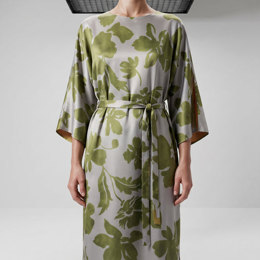 Floral Print Kimono Midi Dress