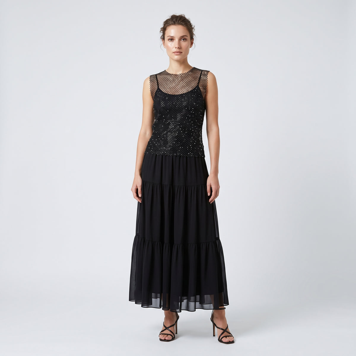 ALBERTA FERRETTI Black Fishnet Sleeveless Top - view 3
