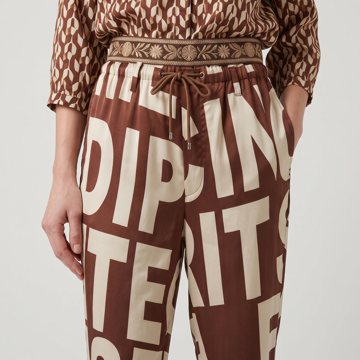 DRIES VAN NOTEN Graphic Print Drawstring Trousers - view 2