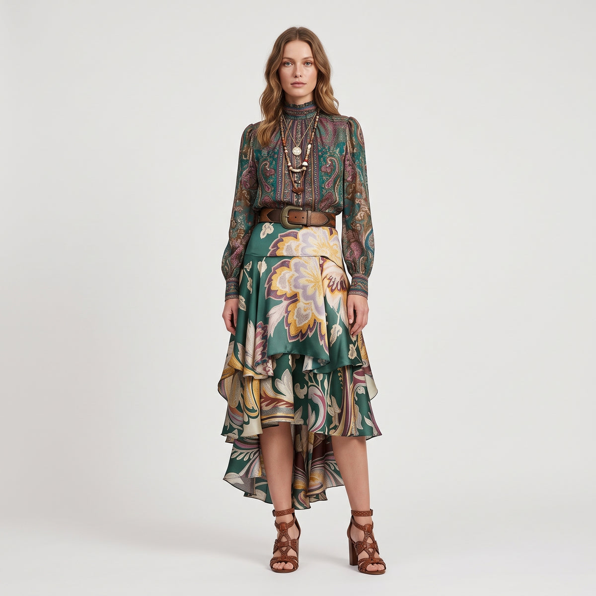 ETRO Floral Tiered Silk Midi Skirt - view 3