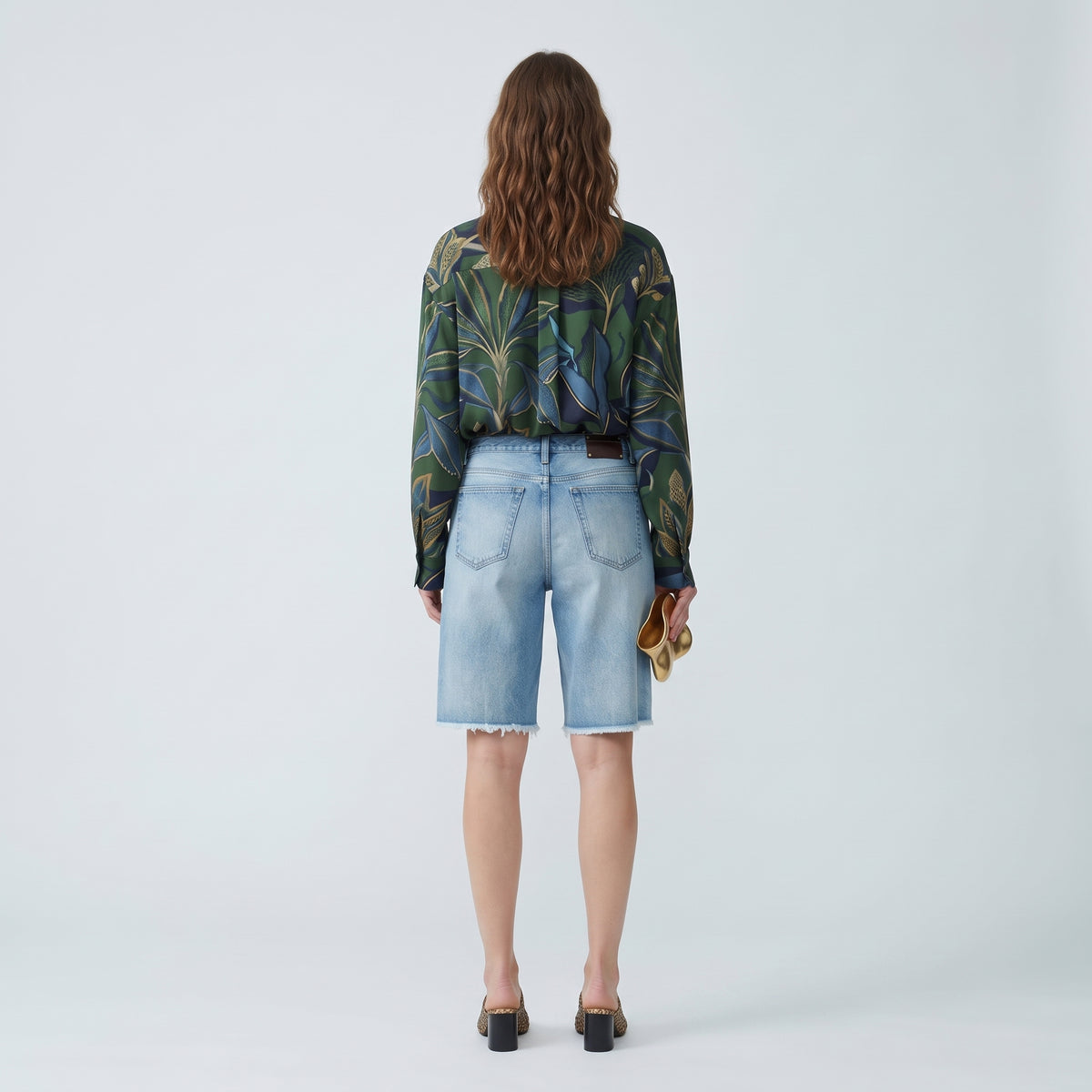 DRIES VAN NOTEN Light Wash Denim Raw-Hem Shorts - view 5