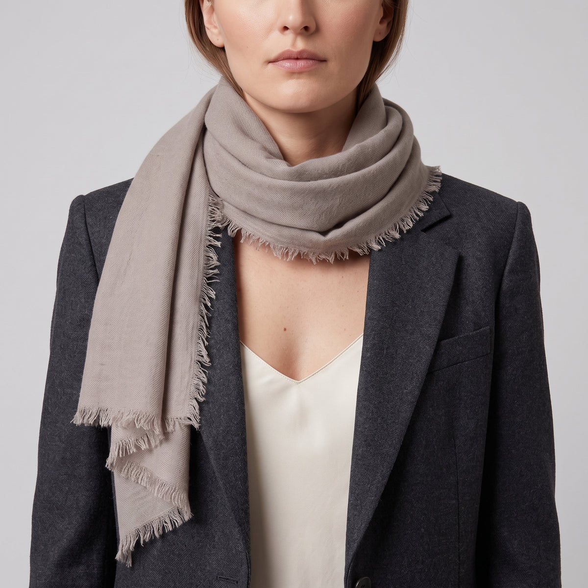 AMA PURE Luxurious Soft Fringed Square Scarf - view 5