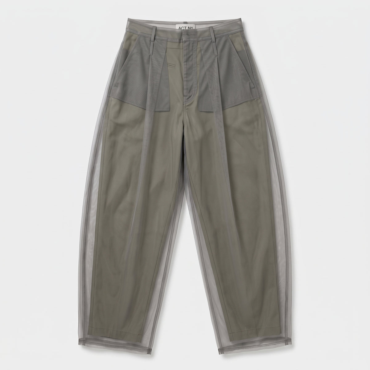 ACT N1 Tulle Overlay Tailored Grey Trousers