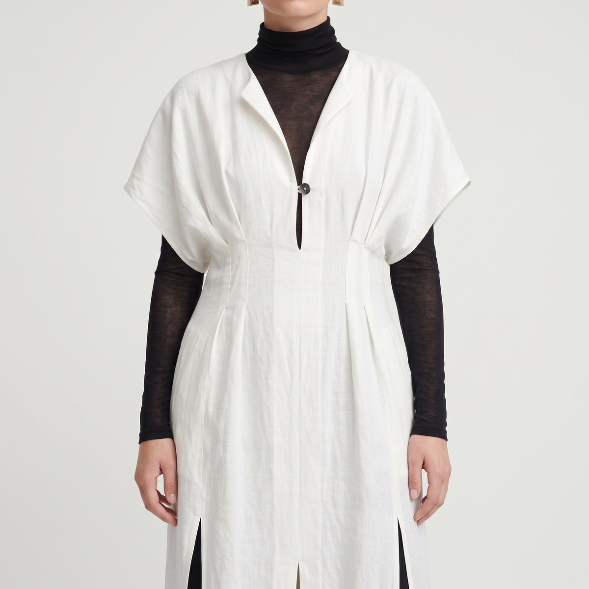 RODEBJER Elegant Pleated Linen Midi Dress - view 2