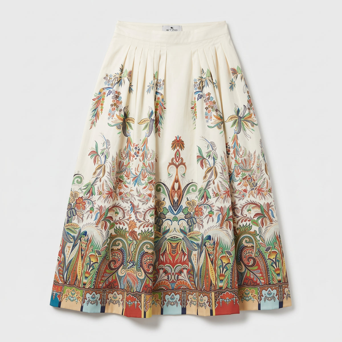 ETRO Floral Paisley Pleated Midi Skirt