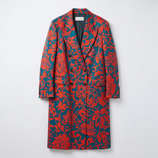 Vibrant Floral Jacquard Coat