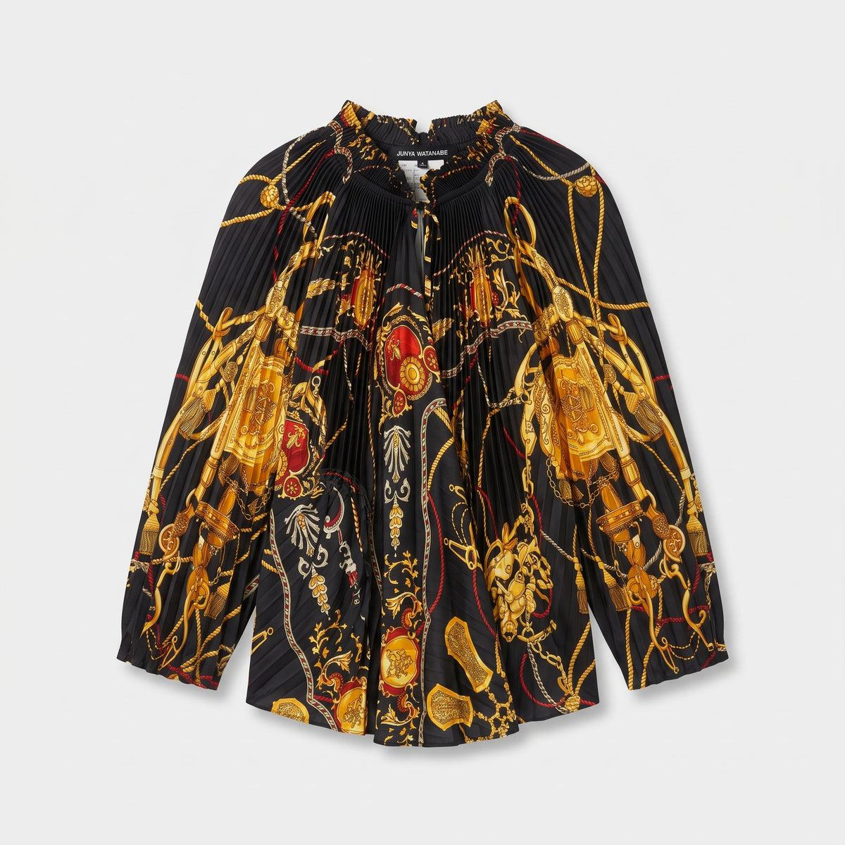 Pleated Baroque Chain Print Blouse
