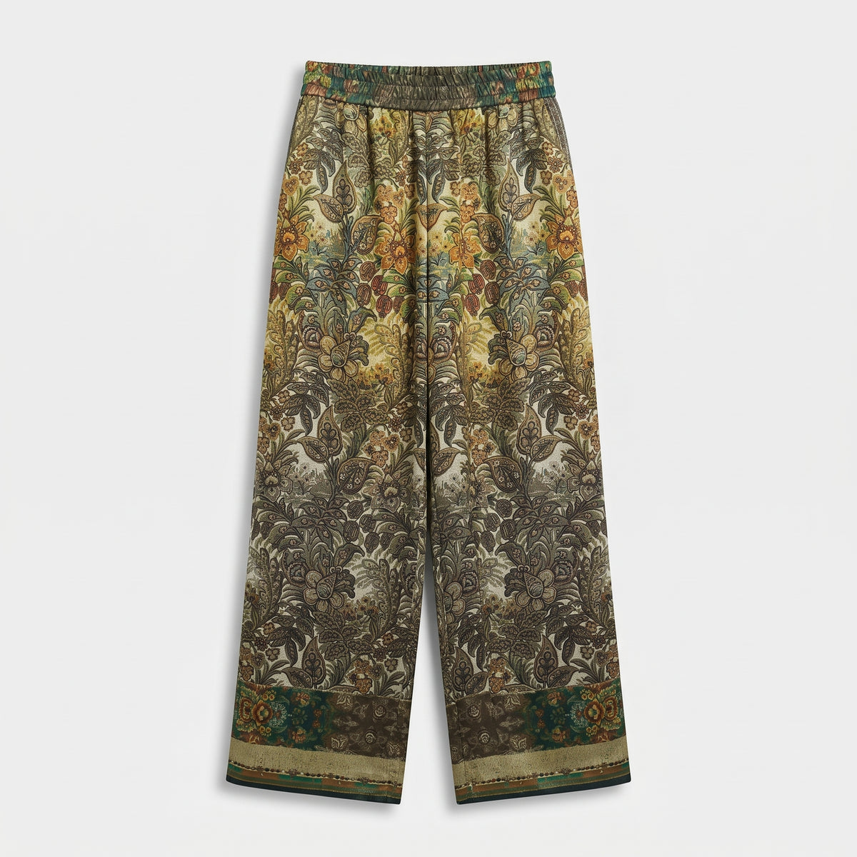 Printed Wide Leg Silk Trousers