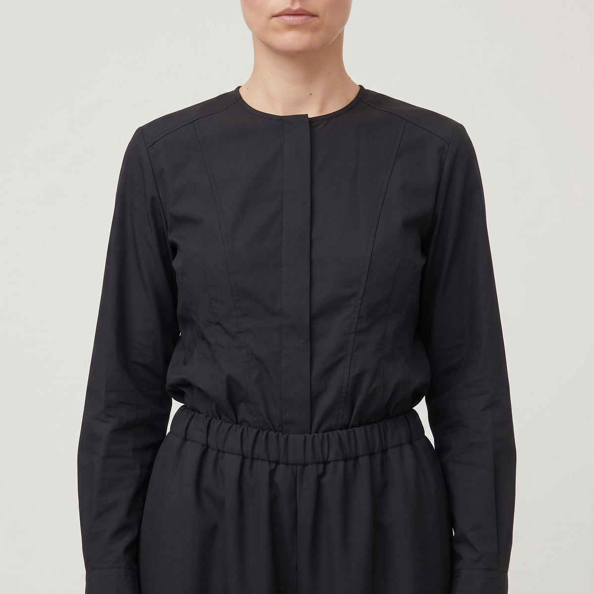 Wide-Leg Elasticated Black Trousers