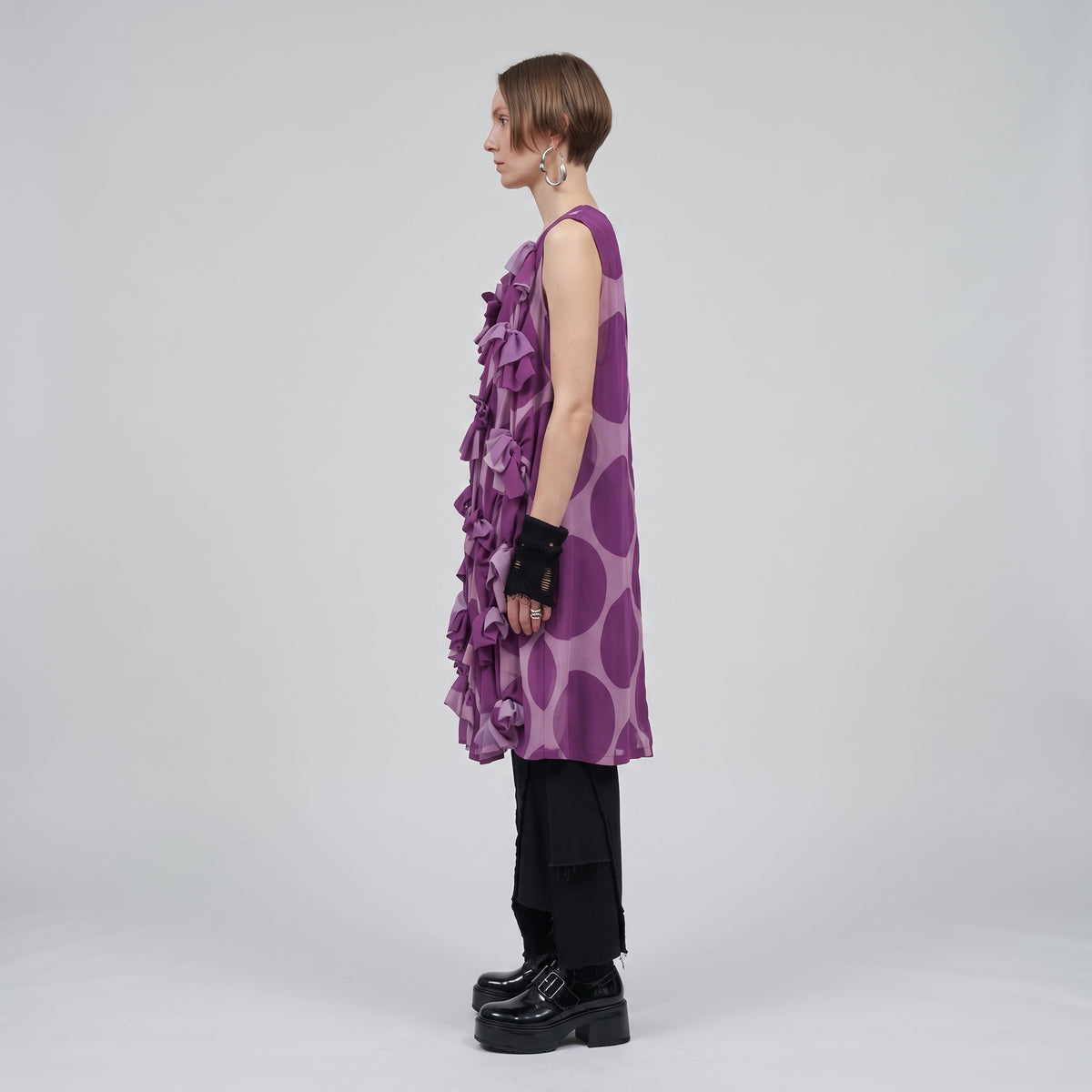 COMME DES GARCONS Purple Bow Embellished Shift Dress - view 4