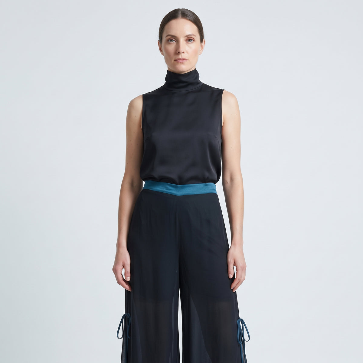 MIIN Satin Trim Wide Leg Pants - view 2