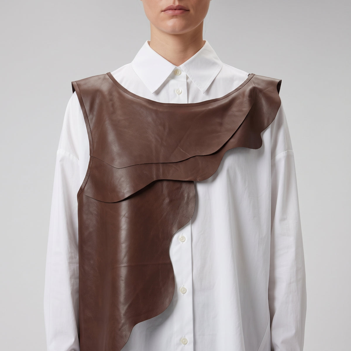 Architectural Brown Faux Leather Vest
