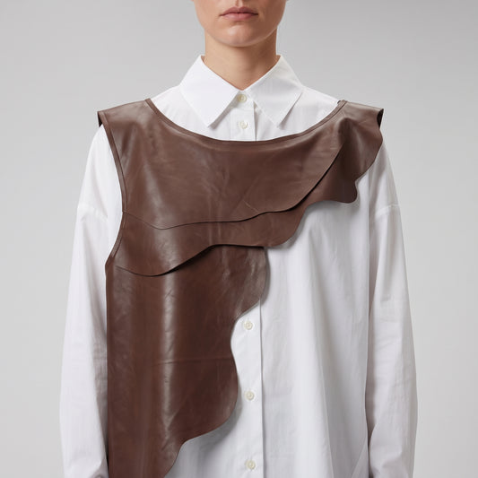 MIIN Architectural Brown Faux Leather Vest - view 2