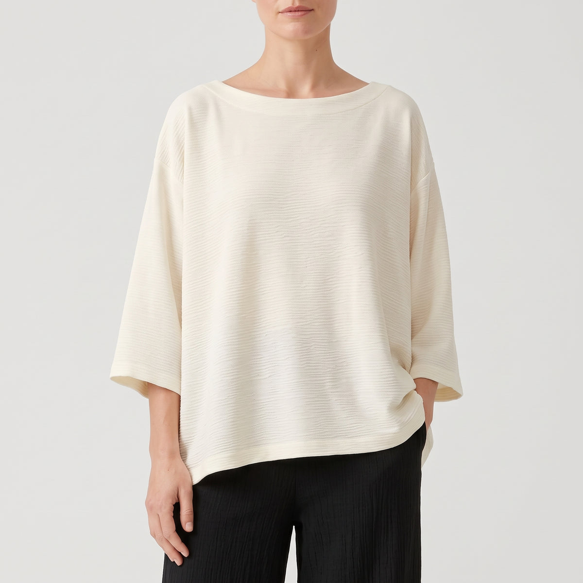 Textured Boatneck Boxy Top