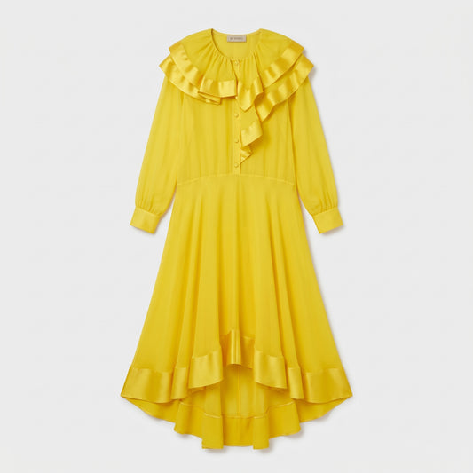 Ruffled Yellow Midi Dress