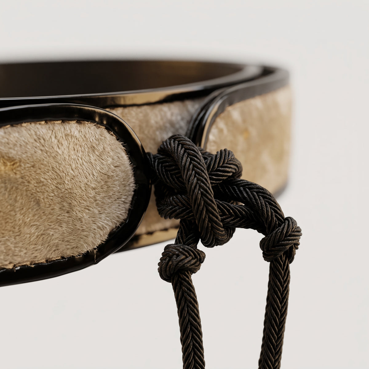 Structured Calf Hair Tie Belt