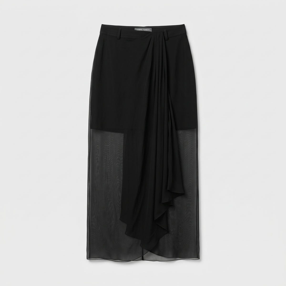 Draped Sheer Overlay Maxi Skirt