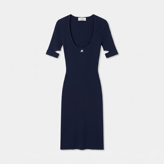 Ribbed Scoop Neck Midi Dress