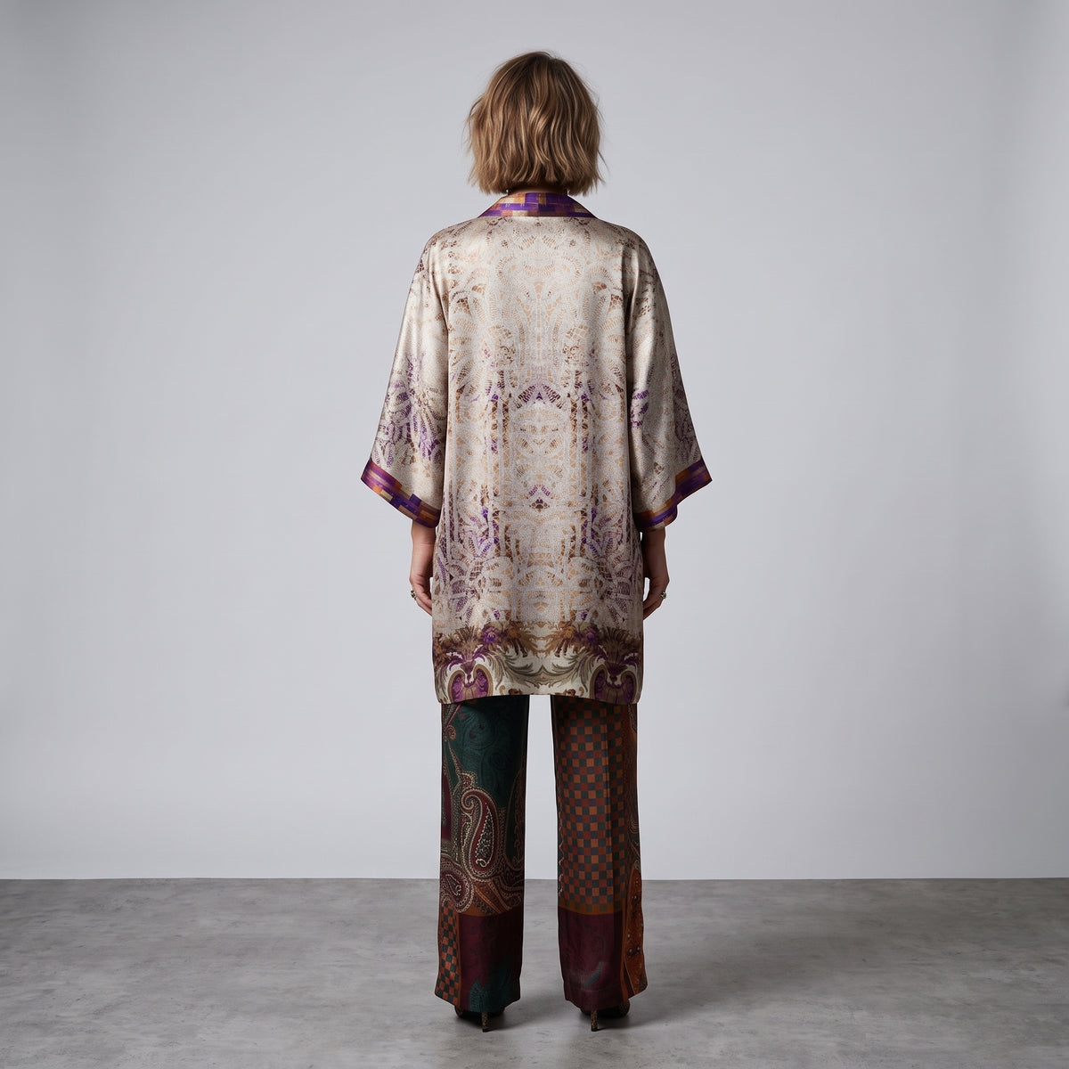 Fuscia Patterned Kimono Jacket
