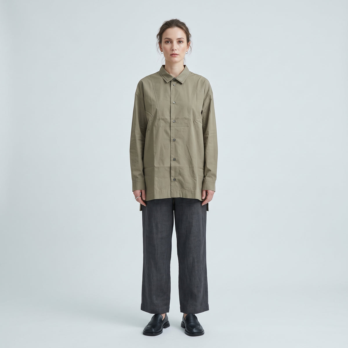 ESKANDAR Pleated Bib Long Sleeve Shirt - view 3
