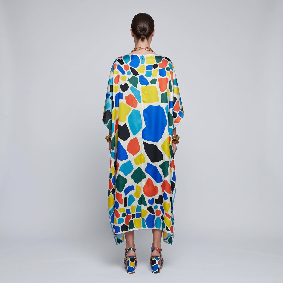 RIANNA NINA Vibrant Mosaic Silk Kaftan Dress - view 5