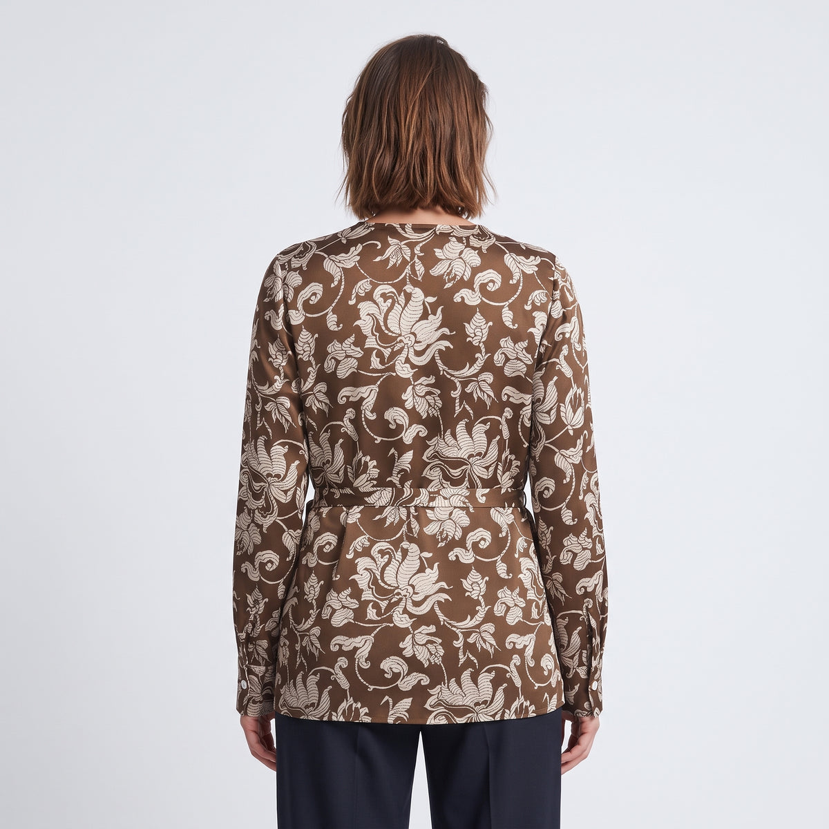 French Lily Floral Wrap Blouse