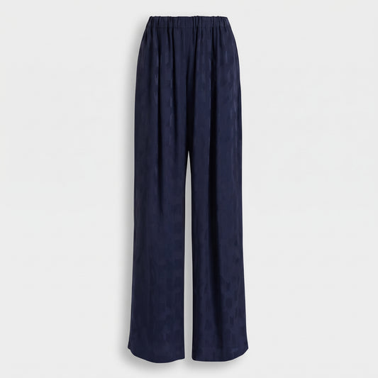 Relaxed Wide Leg Navy Trousers