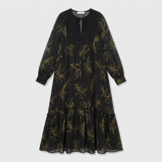 Emerald Seaweed Printed Midi Dress