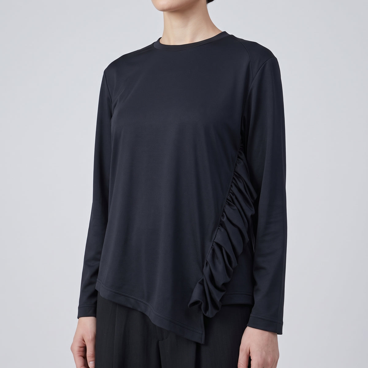 Asymmetric Ruffle Long Sleeve Top