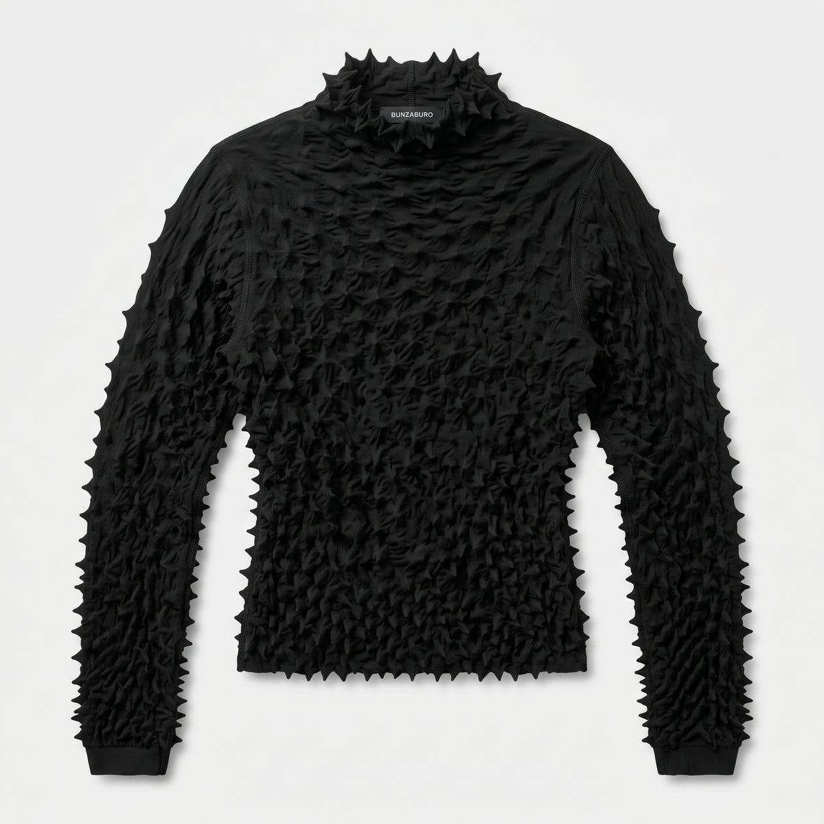 BUNZABURO Textured Shibori Mock Neck Blouse
