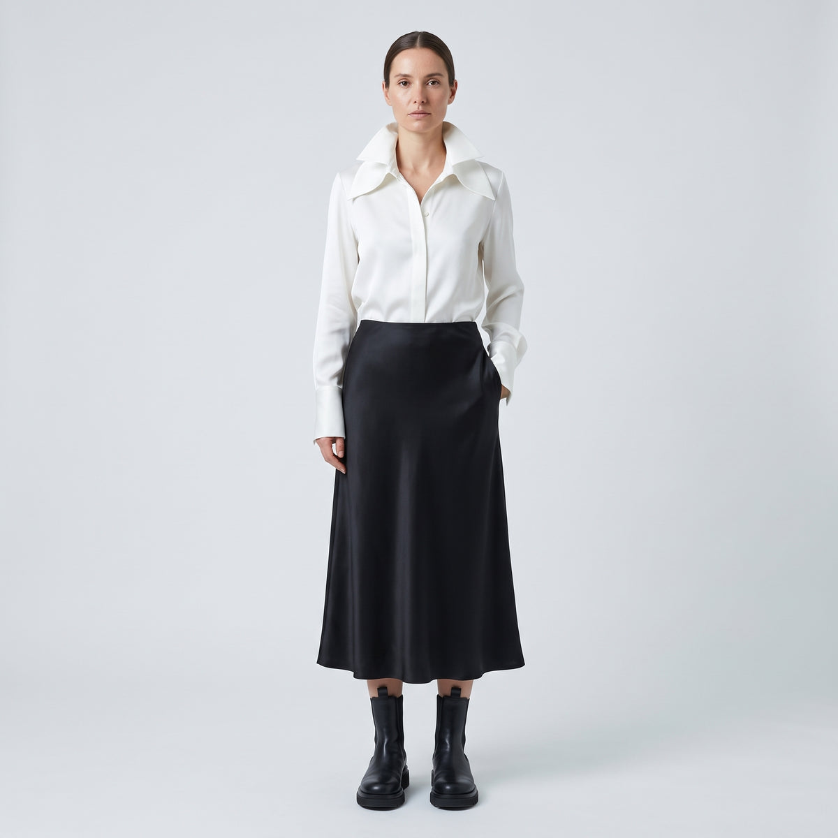Marielle Satin Midi Skirt