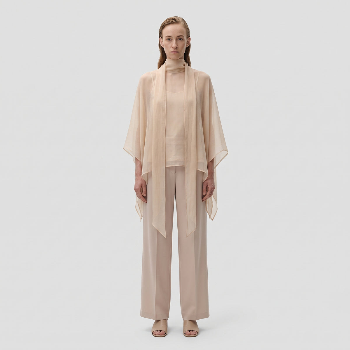 Powder Pink Chiffon Cape Top