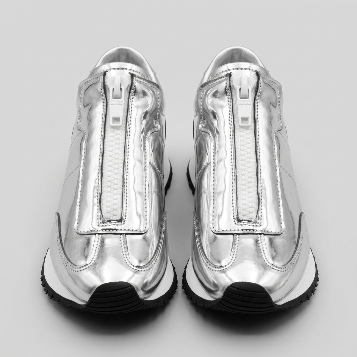 Metallic Silver Zip Sneakers