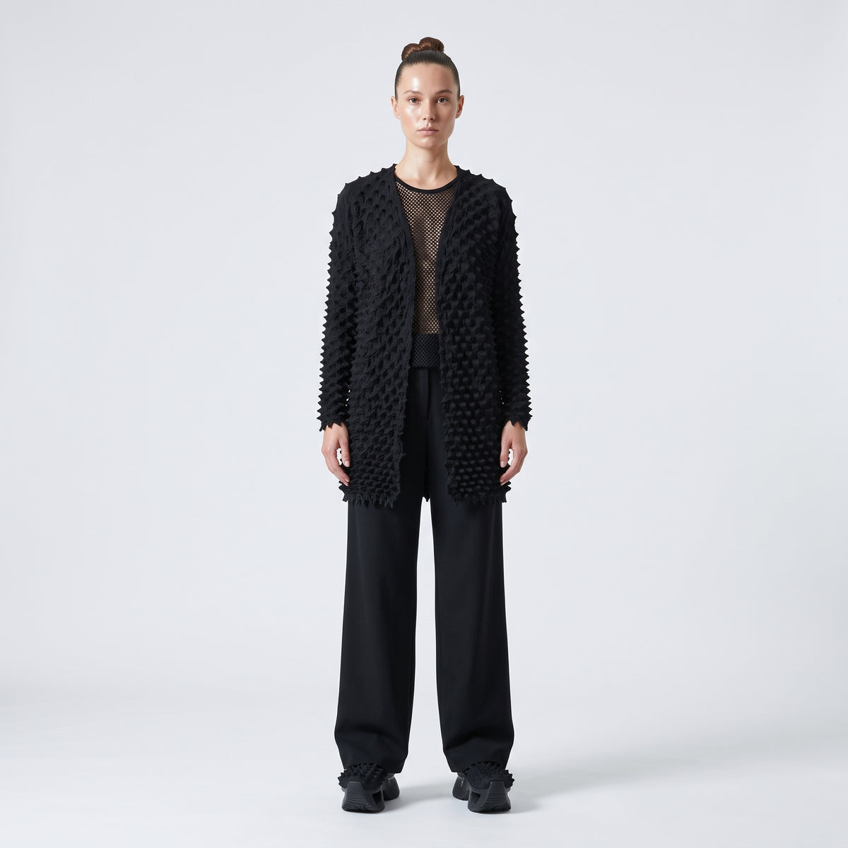 BUNZABURO Textured Shibori Open Cardigan - view 3